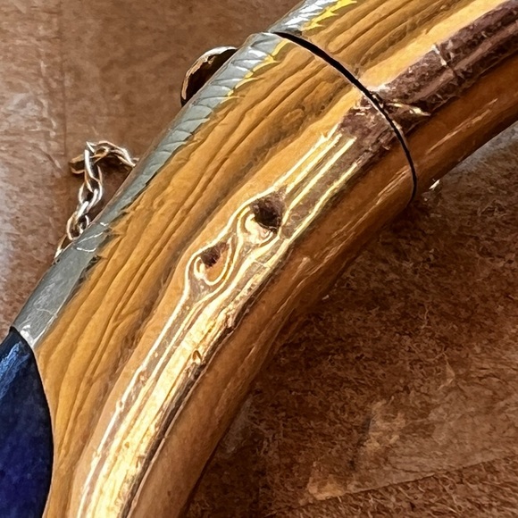 14K Gold Lapis Bangle Bracelet - Picture 14 of 16